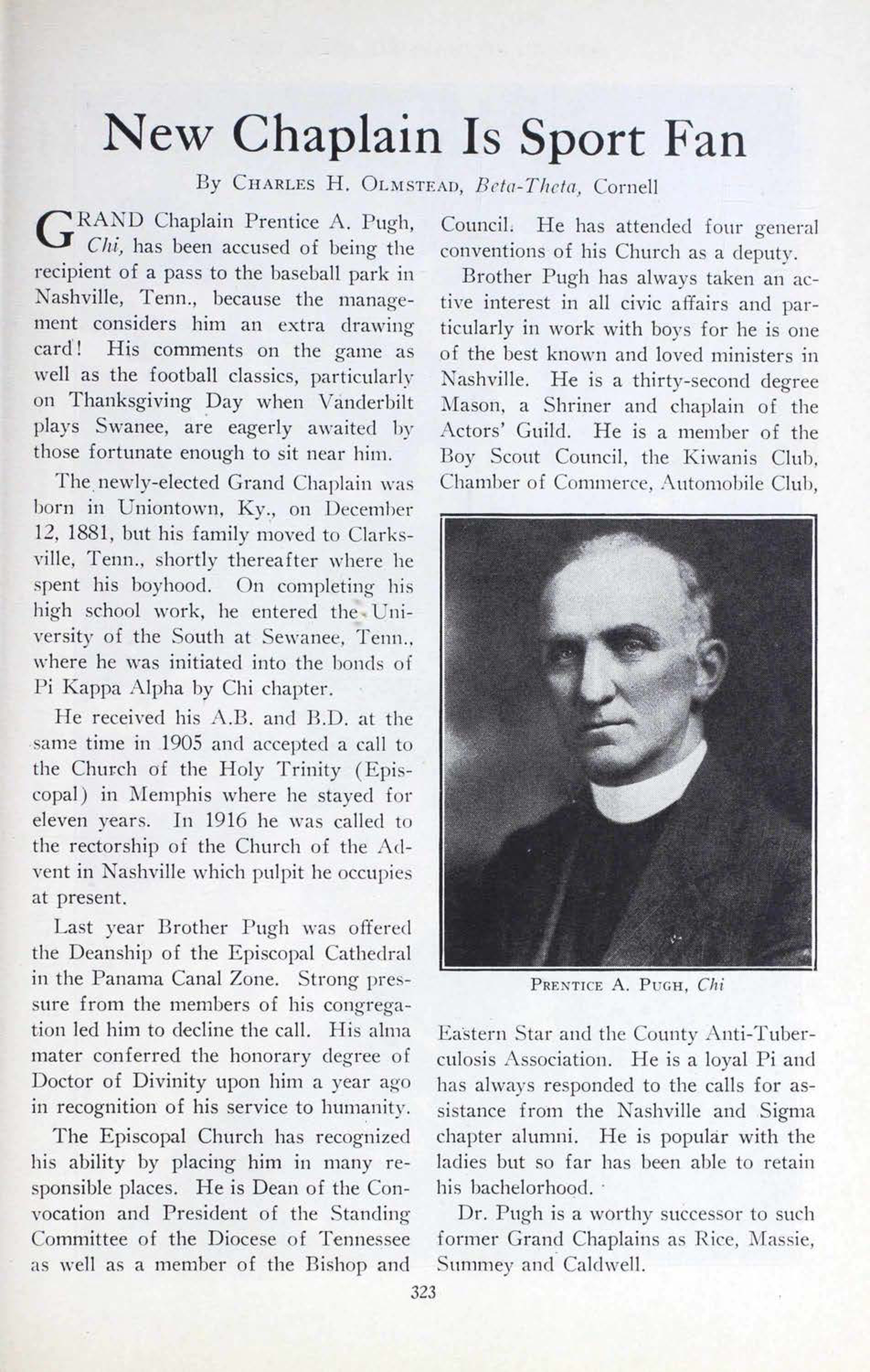 New Chaplain Is Sport Fan